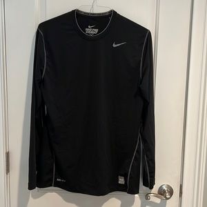 Nike Pro Combat Mens Black Fitted long sleeve Shirt, size L